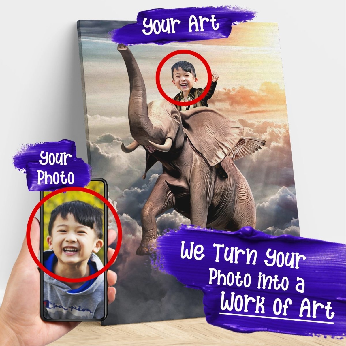 The Flying Elephant Rider Custom Gift For Kids at My Kid's Dream mykidsdream.com