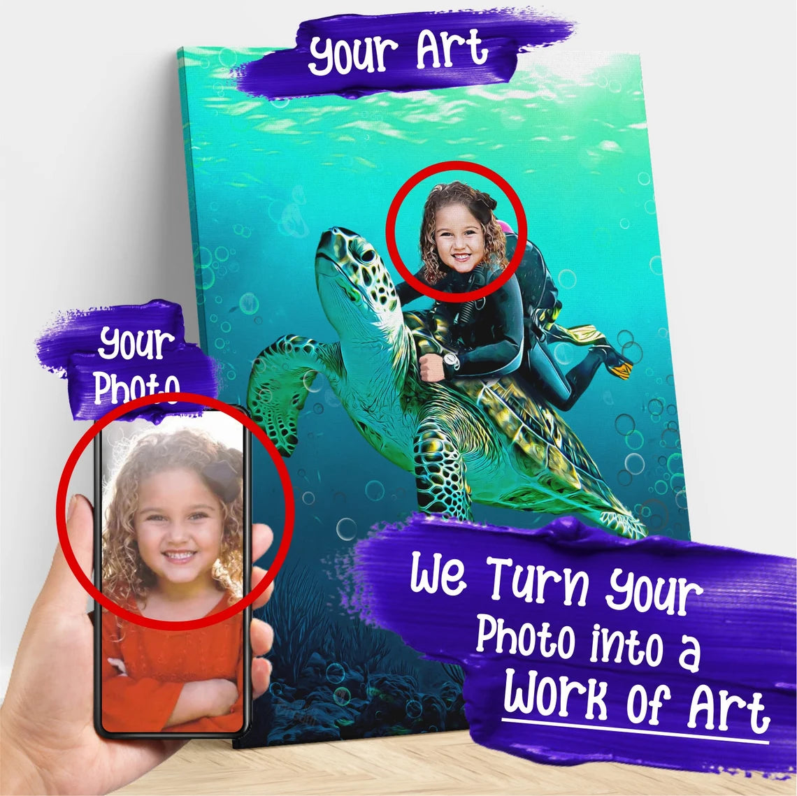 The Sea Turtle Rider Custom Gift For Kids at My Kid's Dream mykidsdream.com