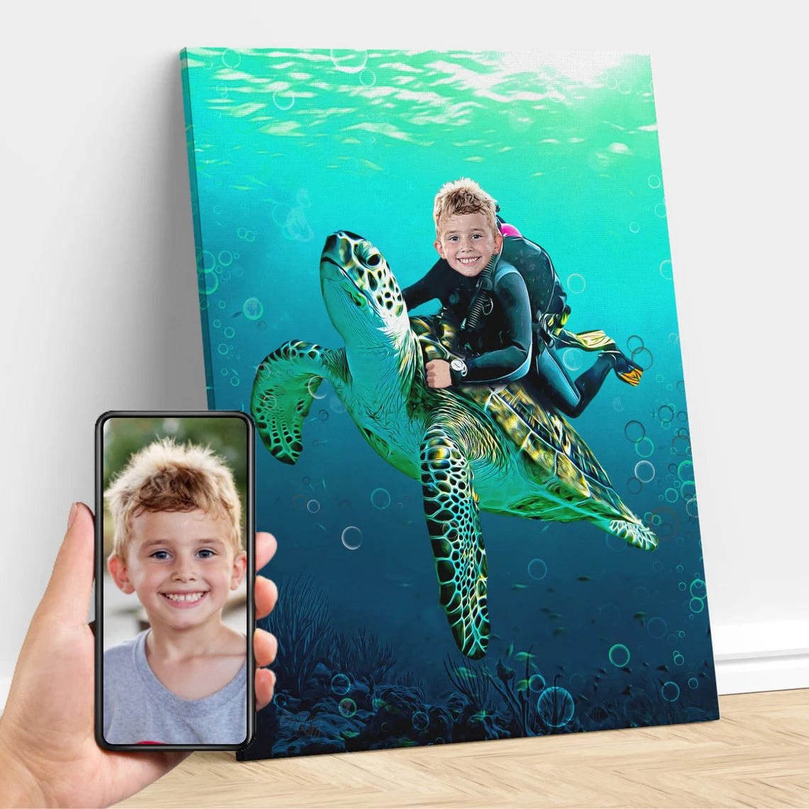 The Sea Turtle Rider Custom Gift For Kids at My Kid's Dream mykidsdream.com