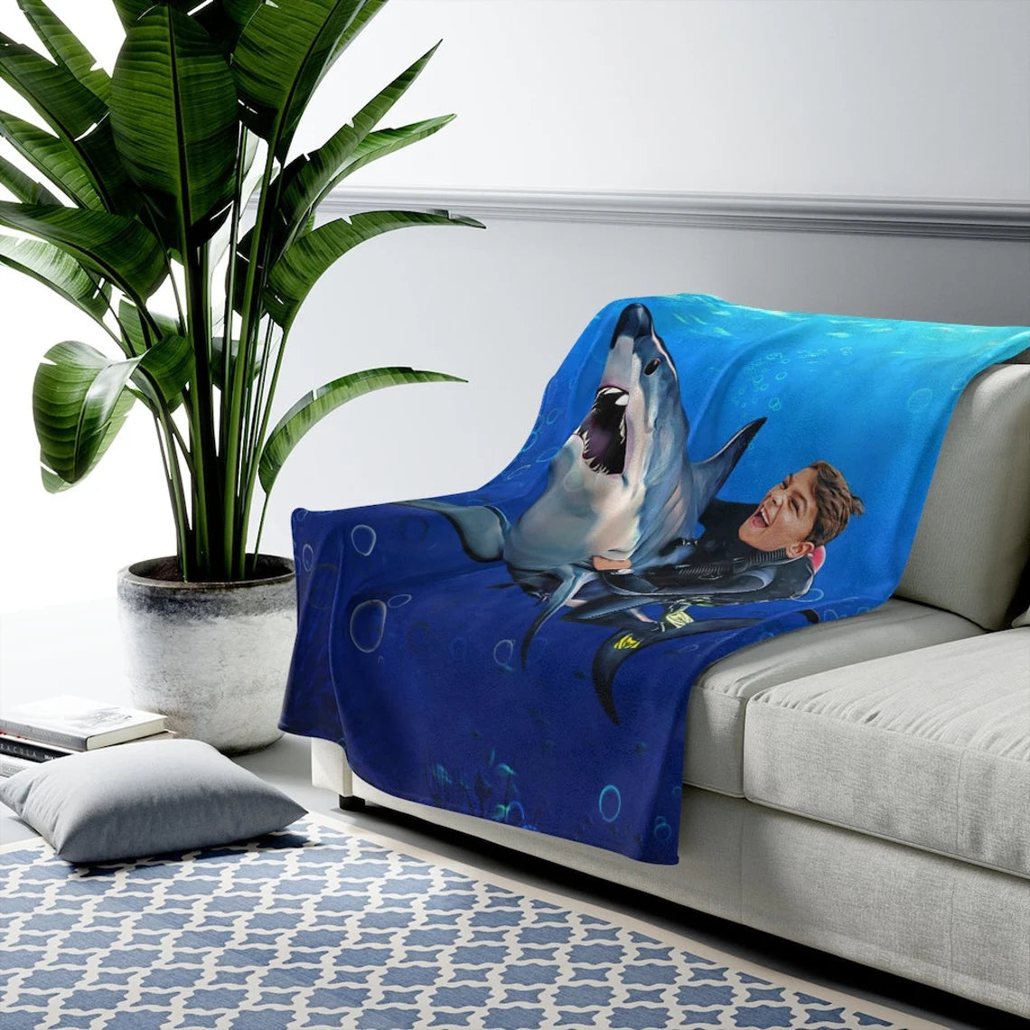 The Shark Rider Blanket Custom Gift For Kids at My Kid's Dream mykidsdream.com