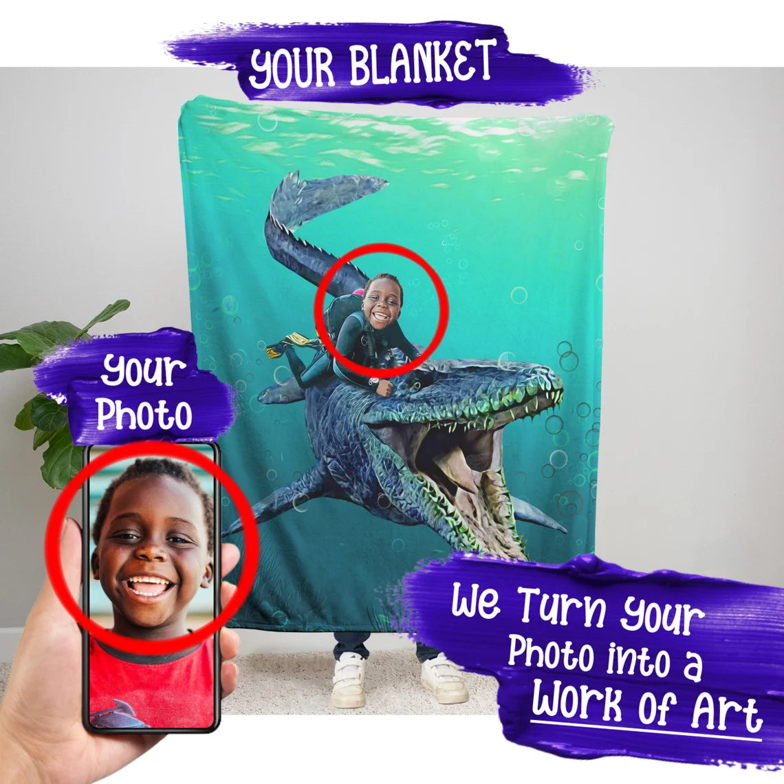 The Mosasaurus Rider Blanket
